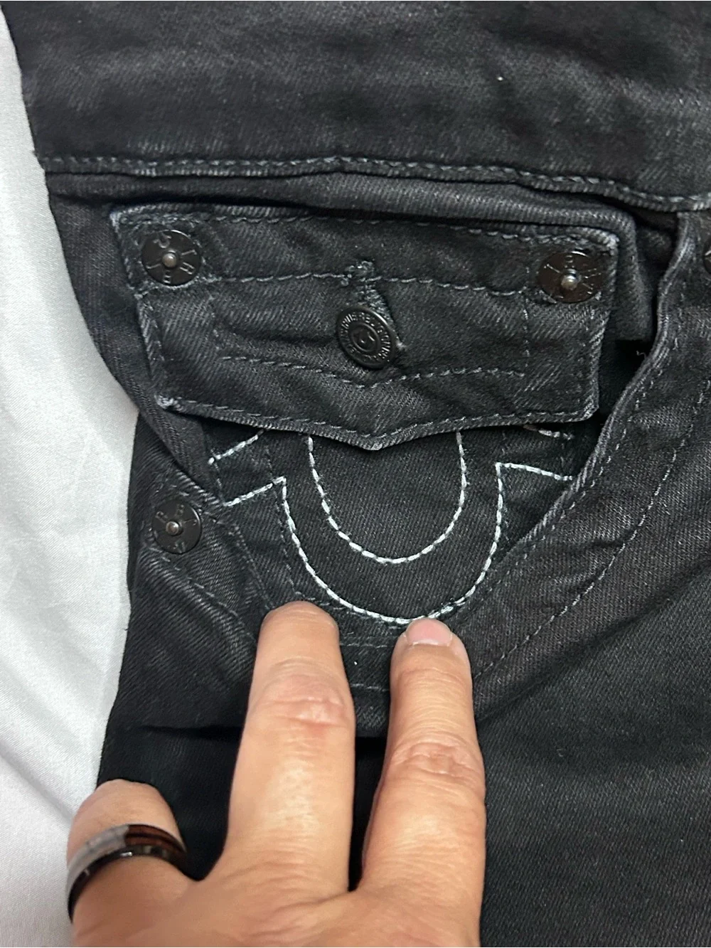 True Religion Ricky Relaxed Straight Jeans in Black